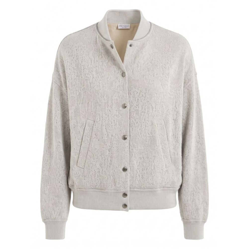 Brunello Cucinelli Women Lace Flowers Jersey Cardigan